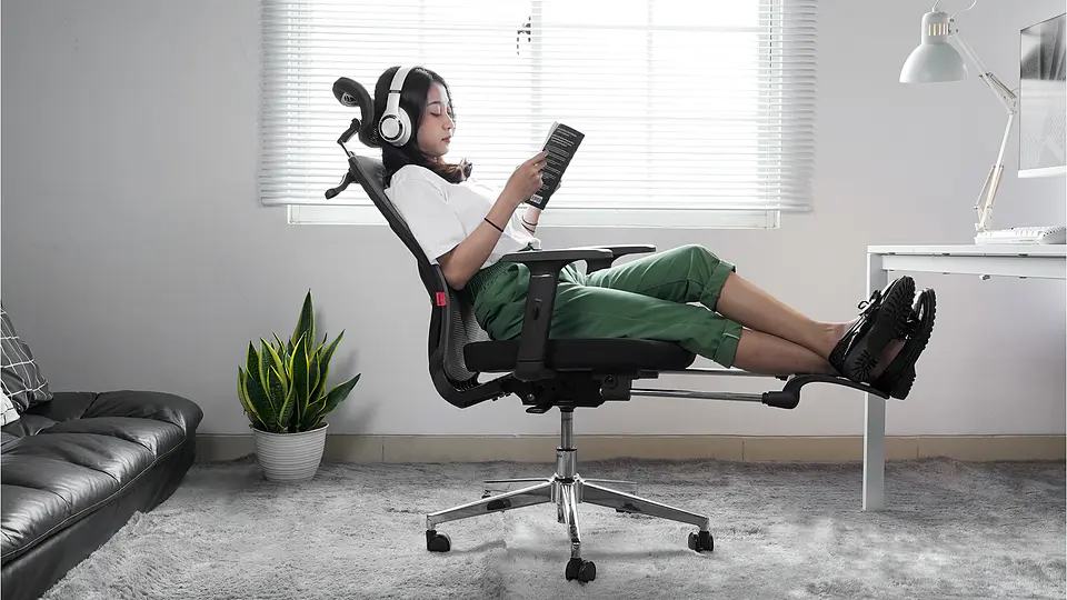 OCA259s Grey Silla ergonómica Oficina de Malla con Reposapiés 22