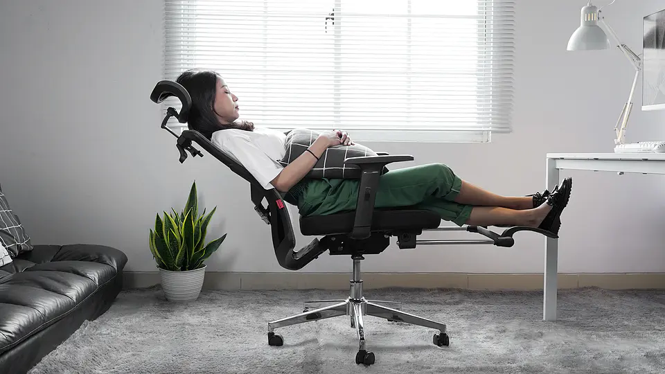 OCA259s Grey Silla ergonómica Oficina de Malla con Reposapiés 12