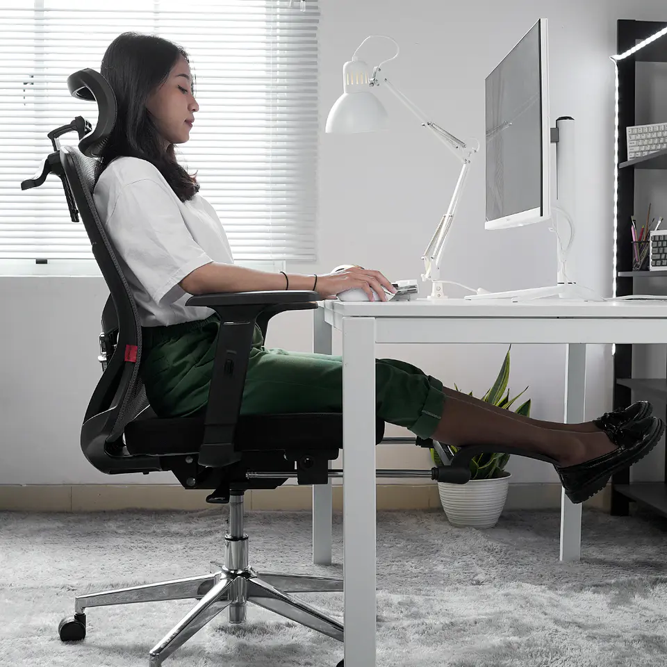 OCA259s Grey Silla ergonómica Oficina de Malla con Reposapiés 27