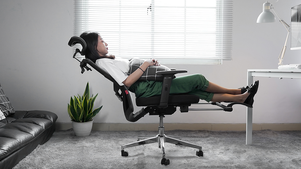 OCA259s Black Silla ergonómica Oficina de Malla con Reposapiés 10