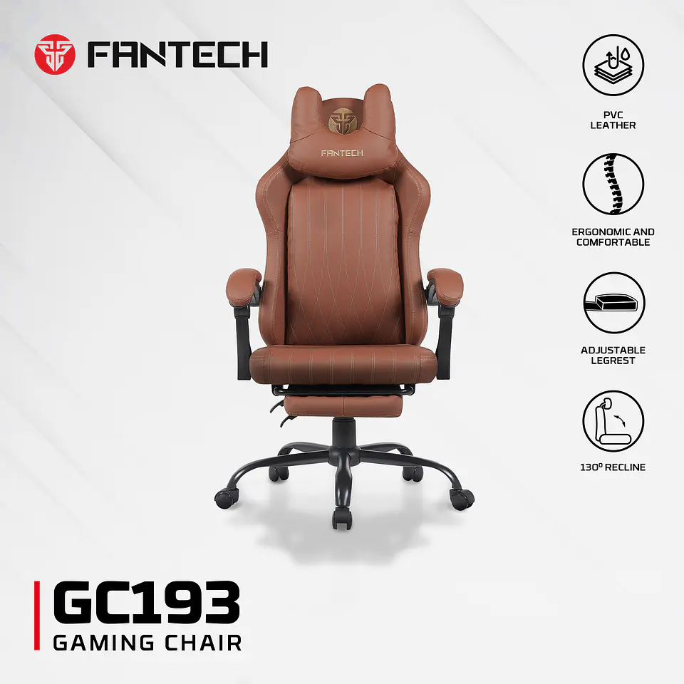 GC193 BROWN Silla Gamer Ergonómica de Ecocuero con Reposapiés 19