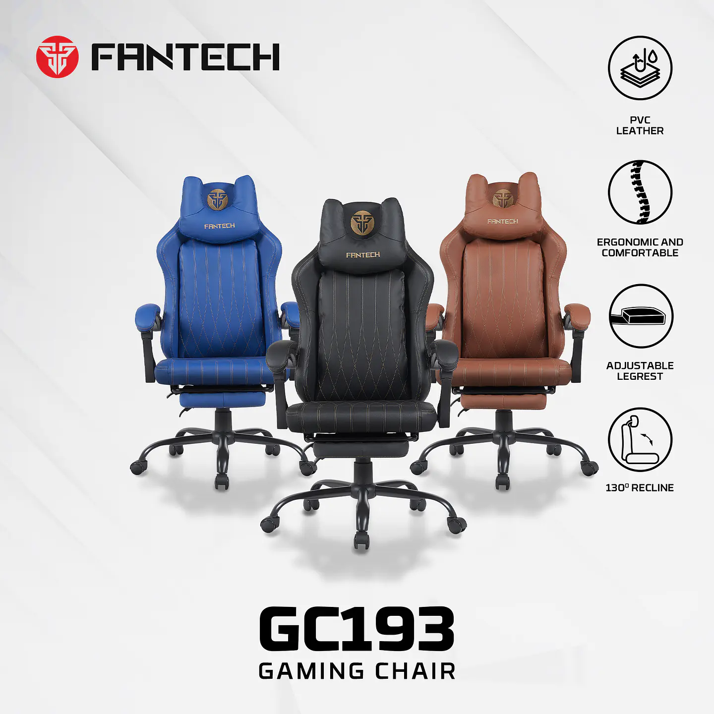 GC193 BLUE Silla Gamer Ergonómica de Ecocuero con Reposapiés 19