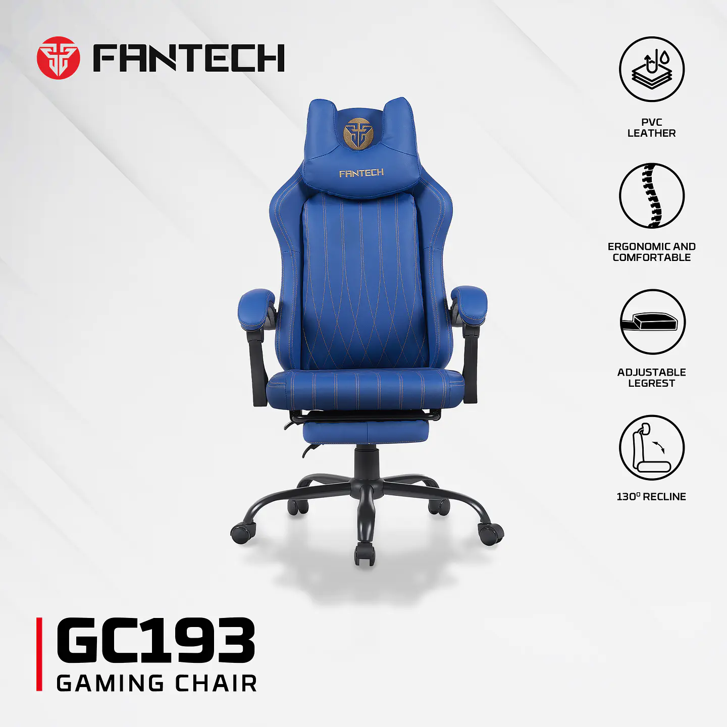 GC193 BLUE Silla Gamer Ergonómica de Ecocuero con Reposapiés 18