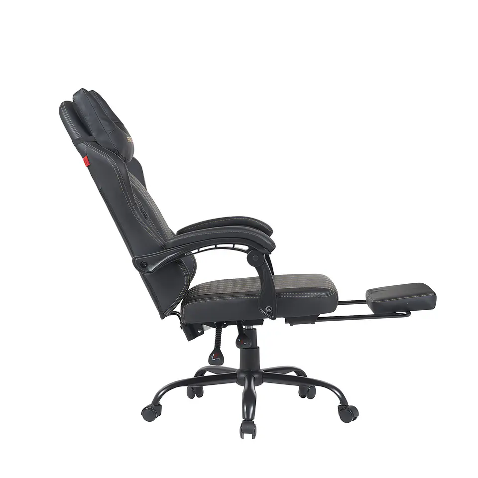 GC193 BLACK Silla Gamer Ergonómica de Ecocuero con Reposapiés 6