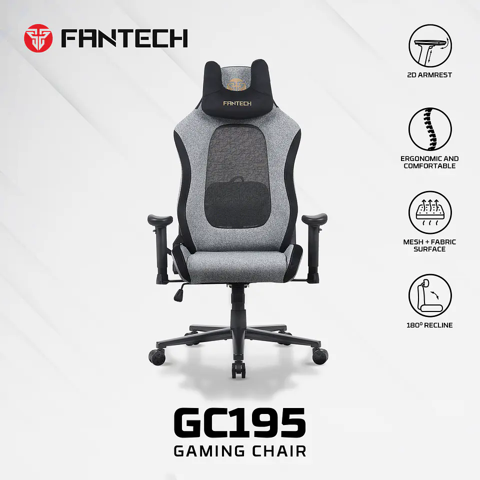 GC195 Grey Silla Ergonómica de Tela Respirable 17