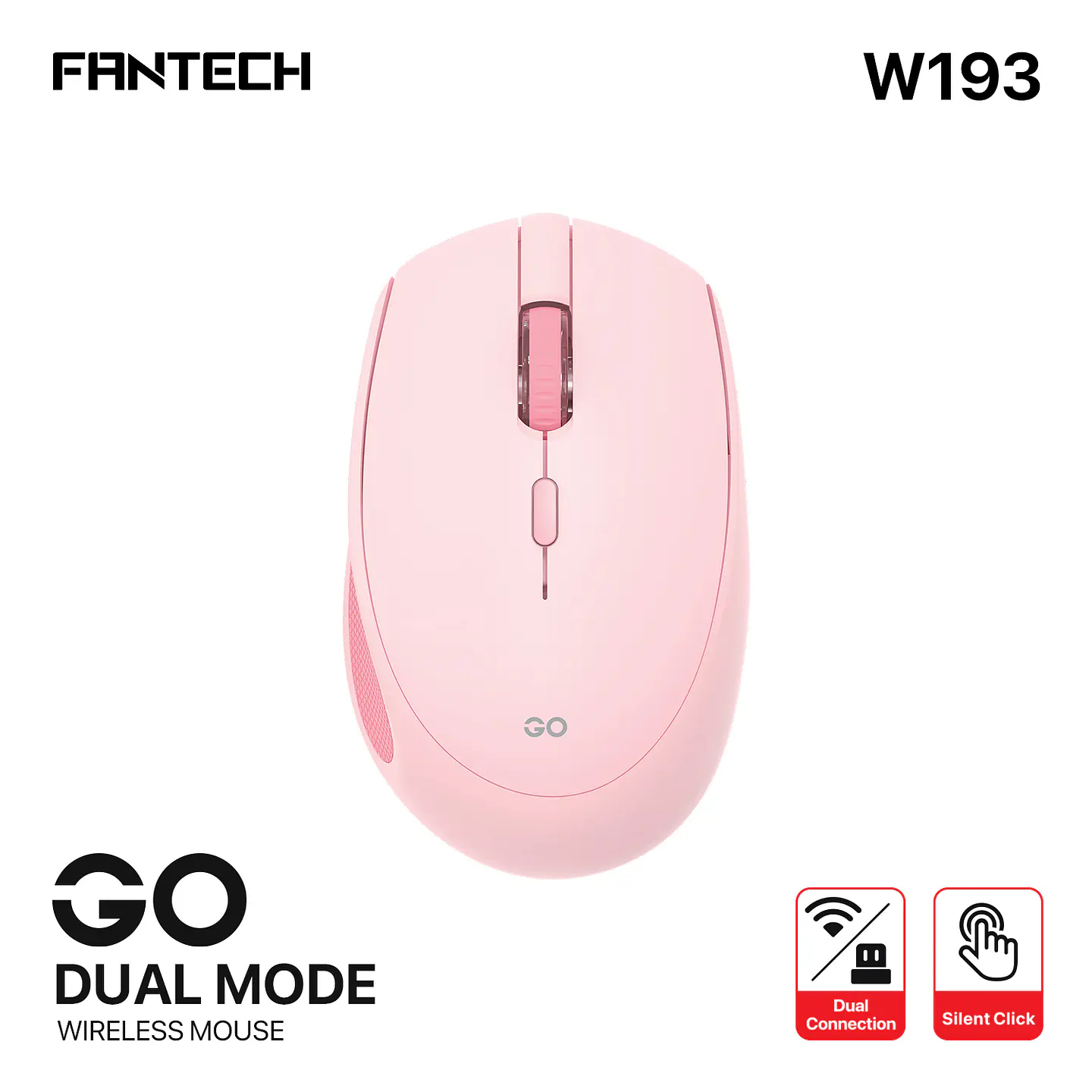 W193 GO Pink Mouse inalámbrico Bluetooth 5.0 y Receptor USB 1.600 DPI 13