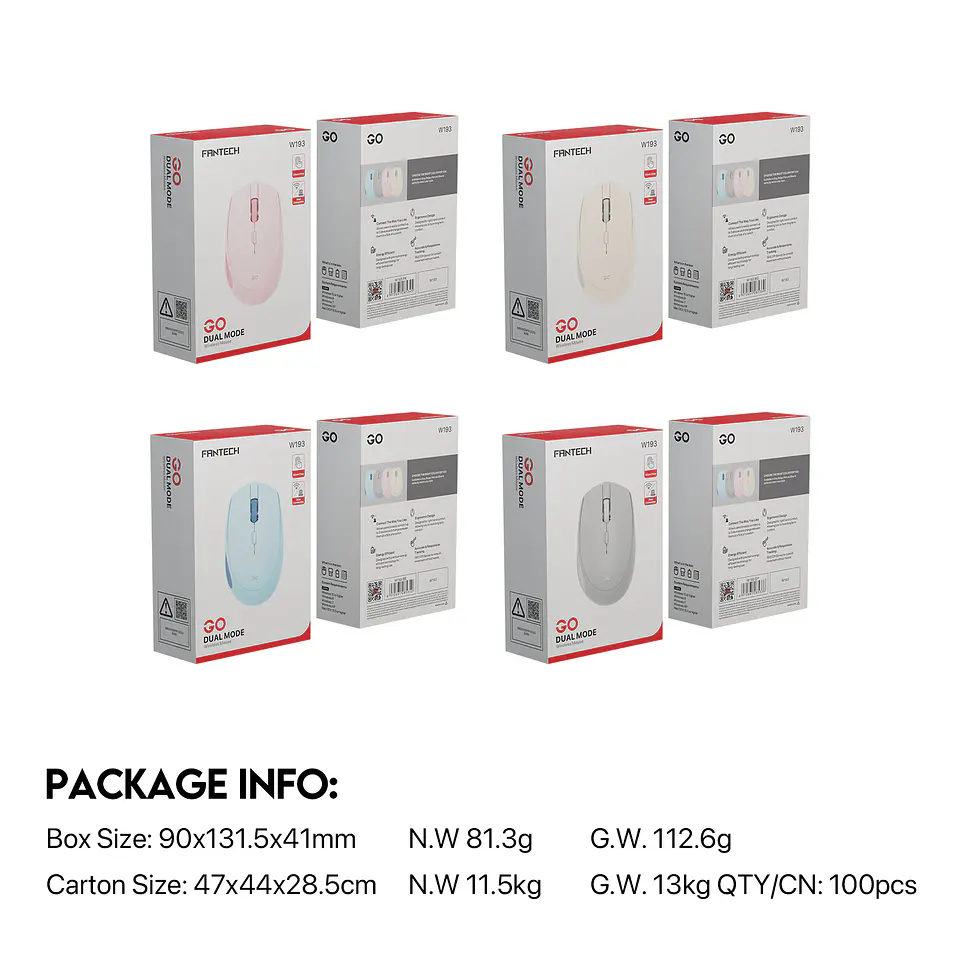 W193 GO Pink Mouse inalámbrico Bluetooth 5.0 y Receptor USB 1.600 DPI 14