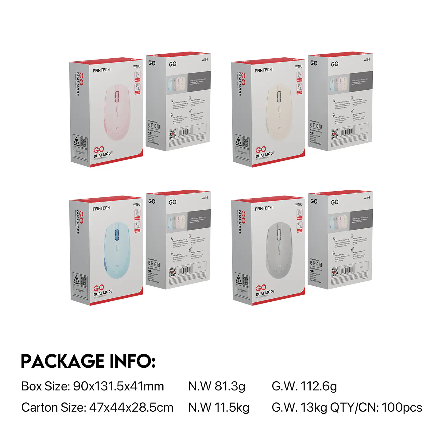 W193 GO Beige Mouse inalámbrico Bluetooth 5.0 y Receptor USB 1.600 DPI 14