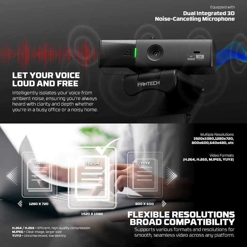 C50 LUMINOUS Black Webcam 2K Cámara Web Quad HD 60 FPS 18