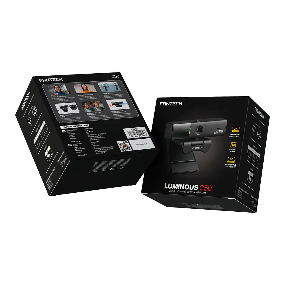 C50 LUMINOUS Black Webcam 2K Cámara Web Quad HD 60 FPS 23