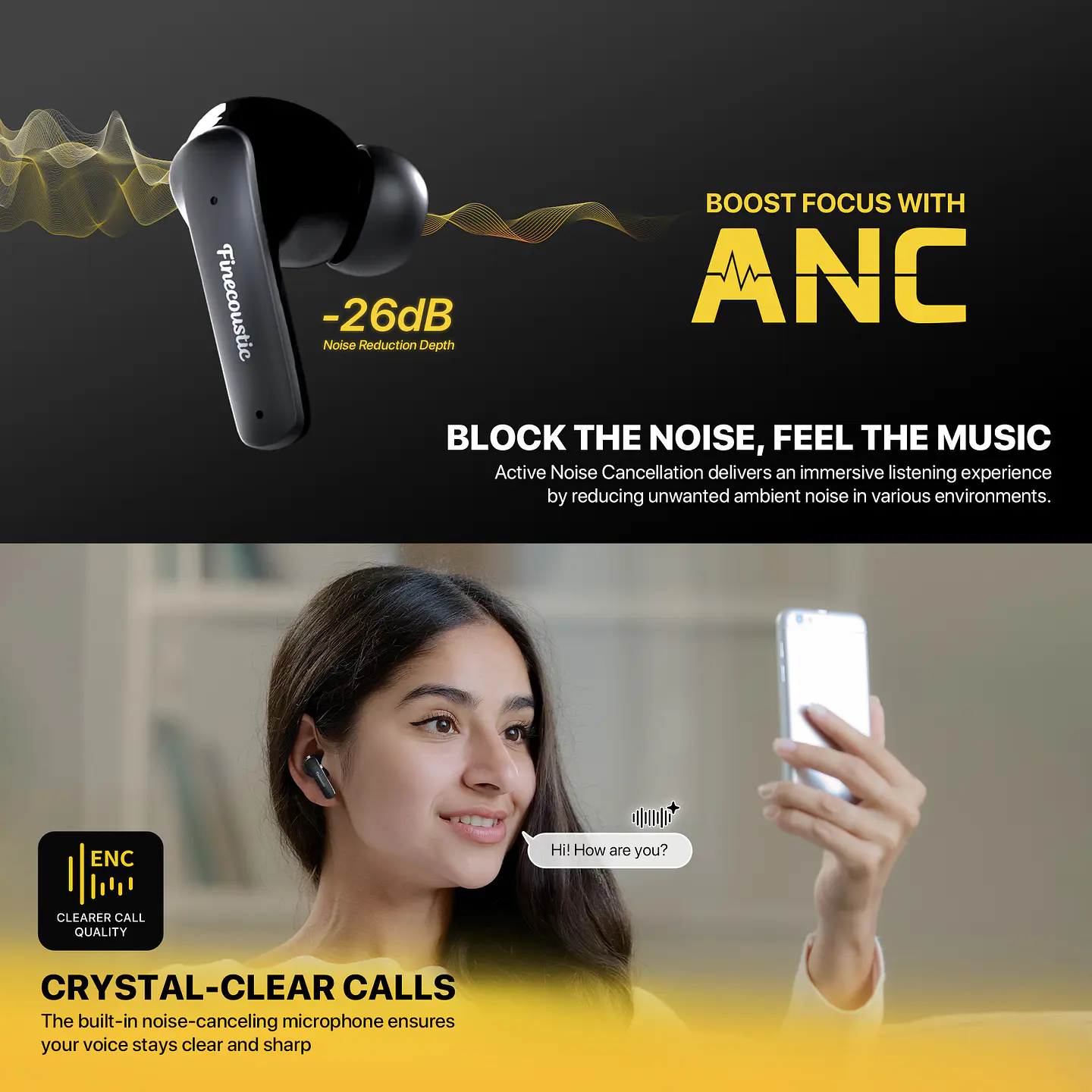 FT20 GROOVE ANC Black Audífonos Inalámbricos True Wireless Hi-Fi In Ear Finecoustic 16