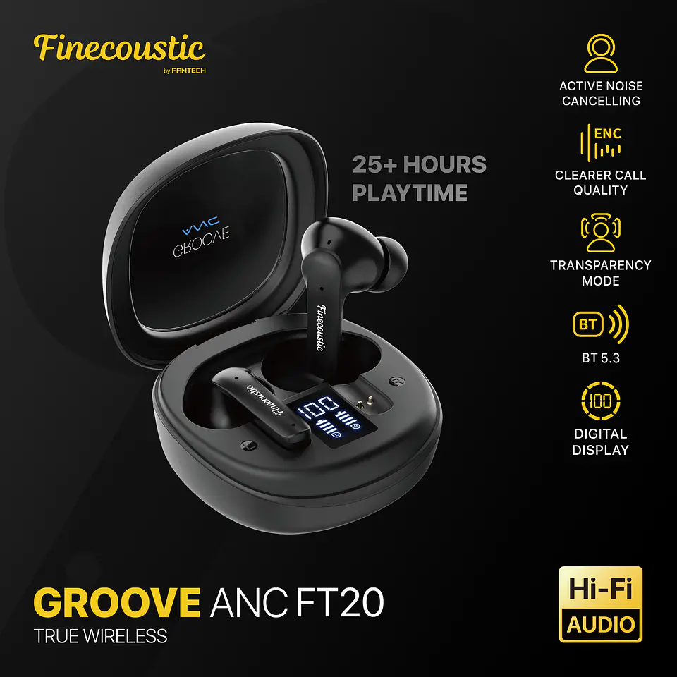 FT20 GROOVE ANC Black Audífonos Inalámbricos True Wireless Hi-Fi In Ear Finecoustic 21