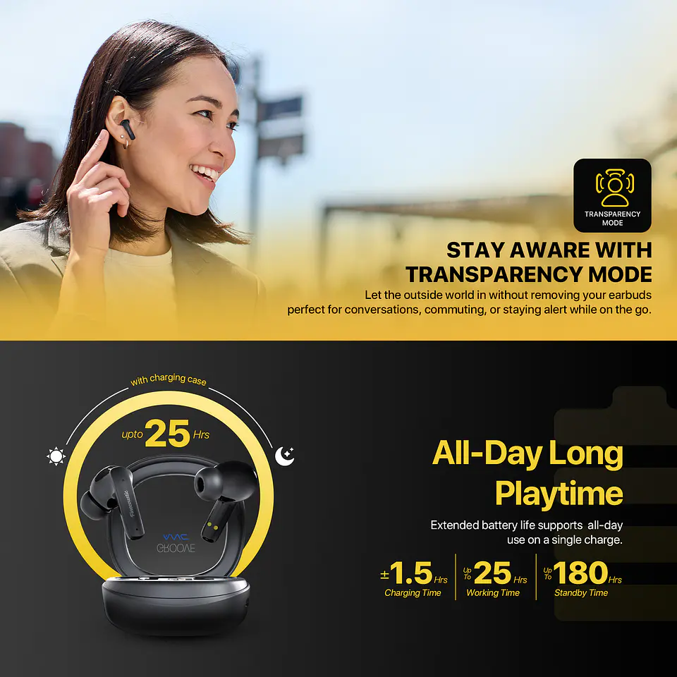 FT20 GROOVE ANC Black Audífonos Inalámbricos True Wireless Hi-Fi In Ear Finecoustic 18