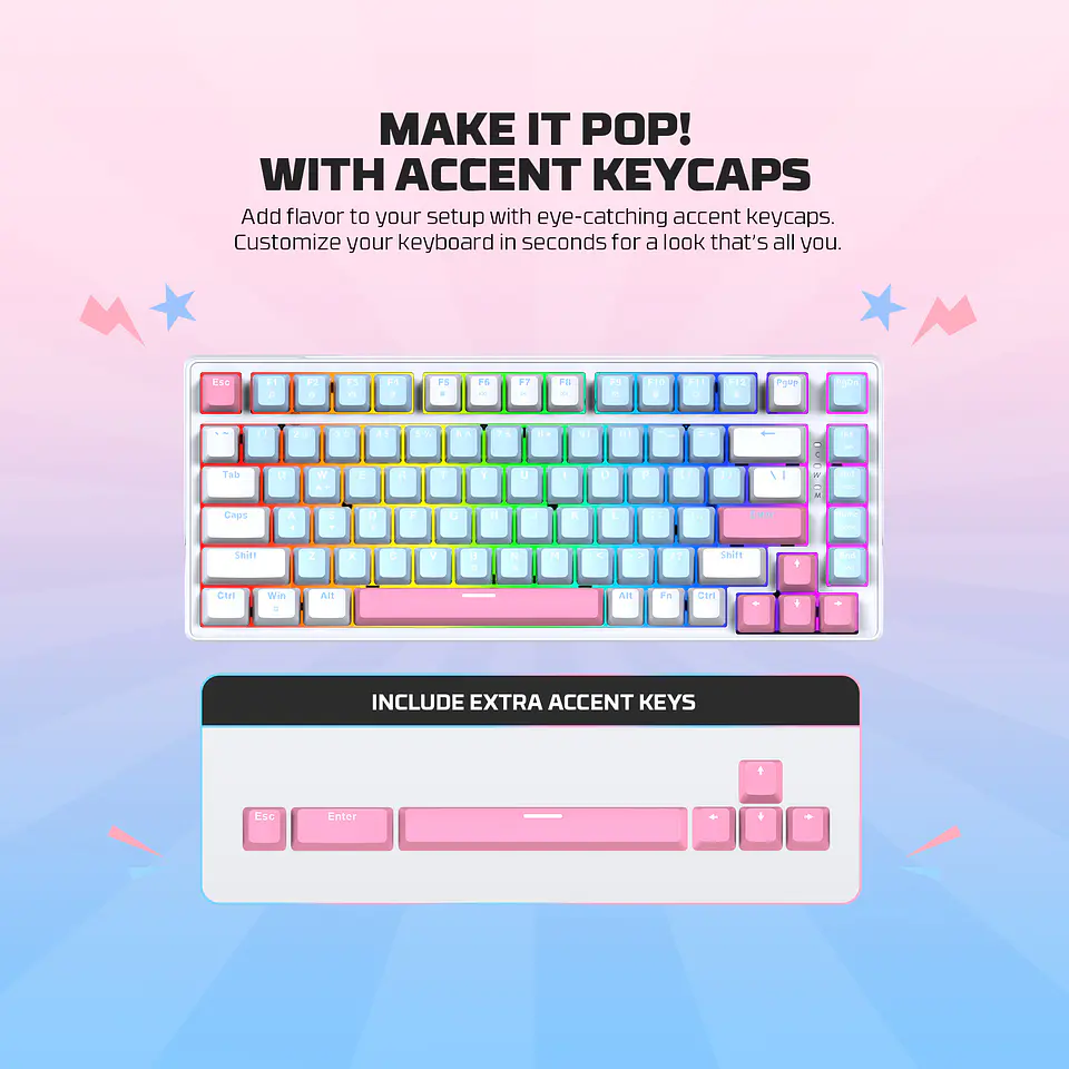MK612 ATOM X83 Ame Blue Teclado Mecánico 75% RGB Hot-Swappable Layout USA 10