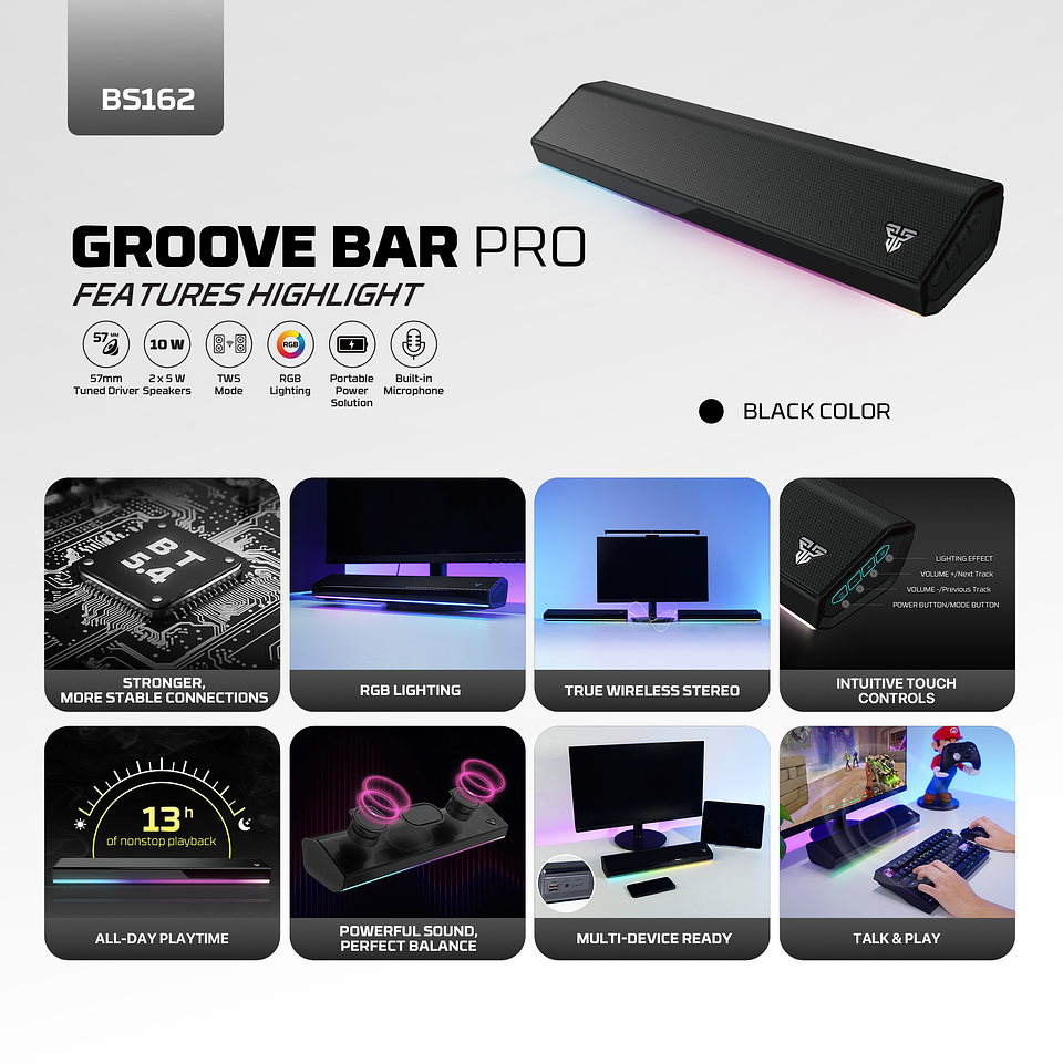 BS162 GROOVE BAR PRO Black Sound Bar TWS Multiplataforma 12