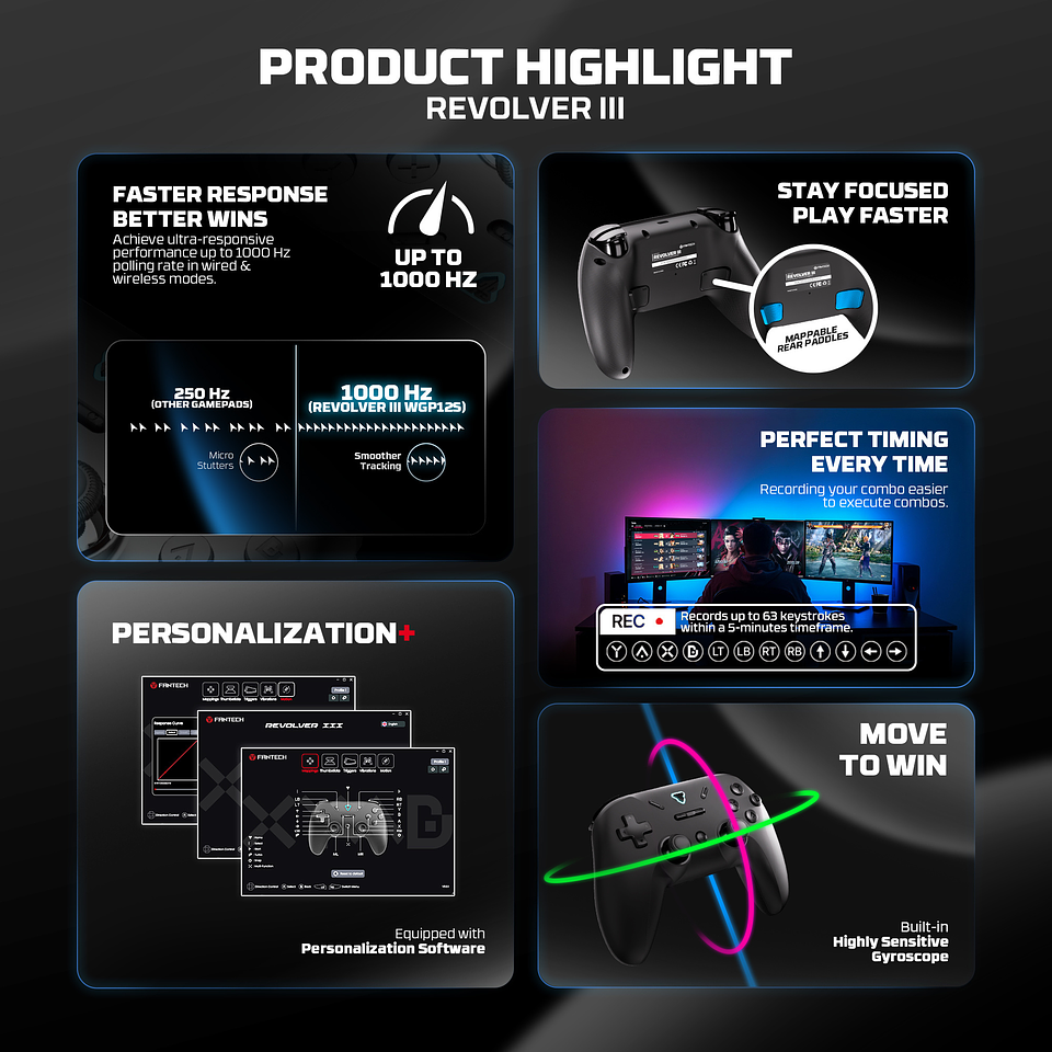 WGP12s REVOLVER III Black Control Inalámbrico Multiplataforma Smartphone Switch PS3 16