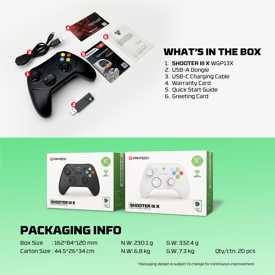 WGP13X SHOOTER III Black Control Inalámbrico Xbox Series S/X Xbox One PC 25