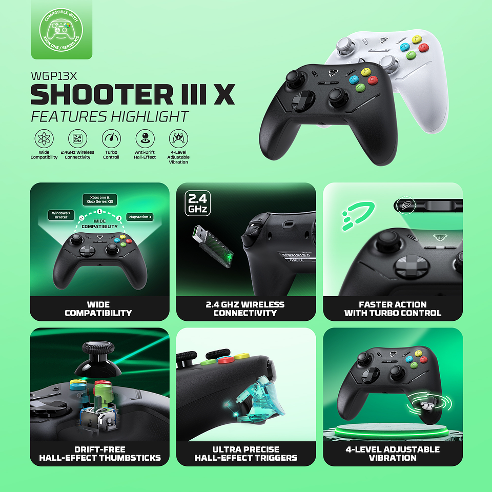 WGP13X SHOOTER III Black Control Inalámbrico Xbox Series S/X Xbox One PC 16