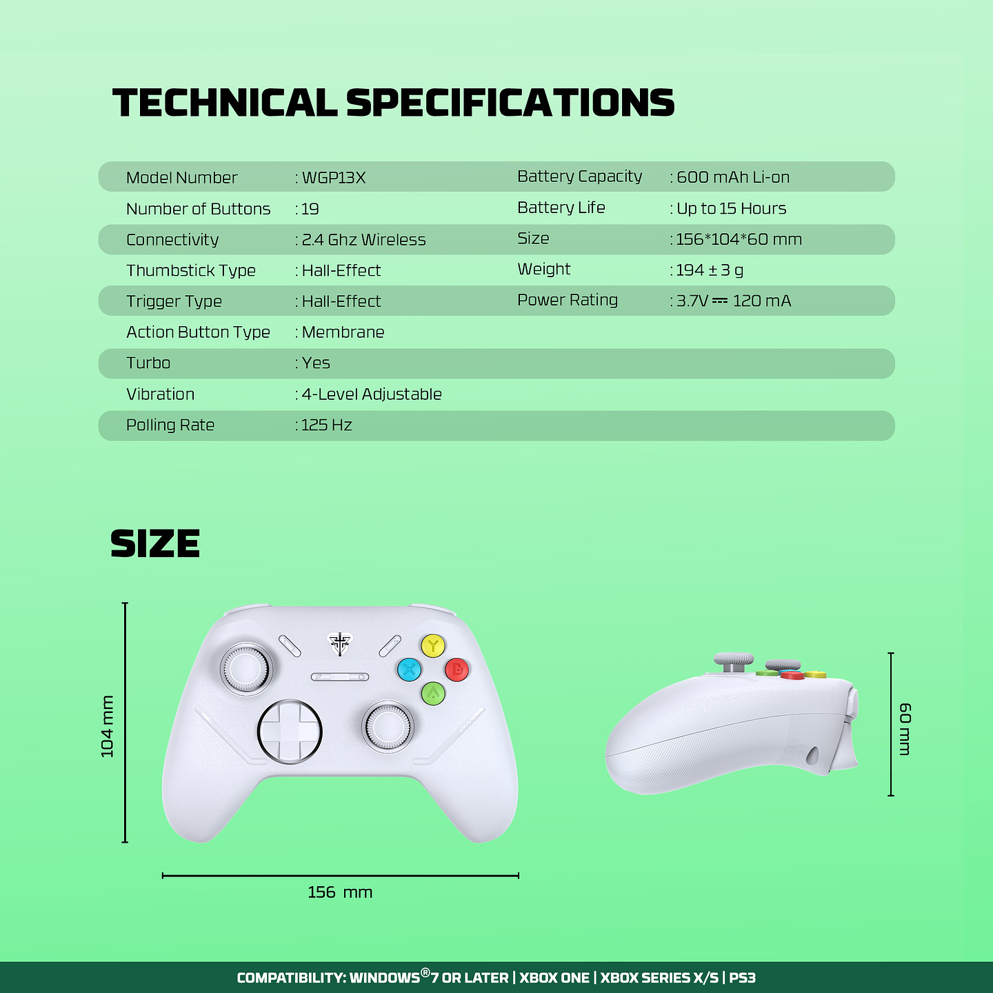 WGP13X SHOOTER III White Control Inalámbrico Xbox Series S/X Xbox One PC 22