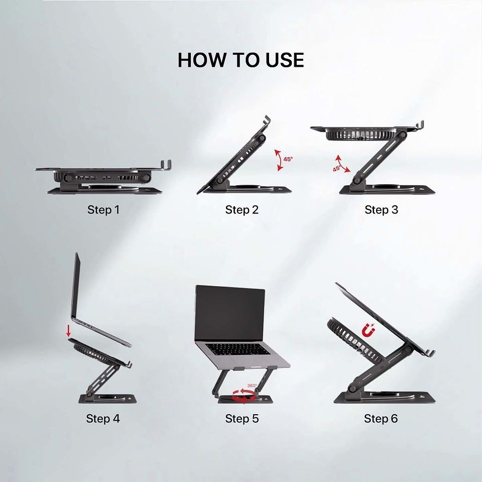 NC30 Grey Base de Notebook con Elevación y Ventilación RGB Notebook Stand 10
