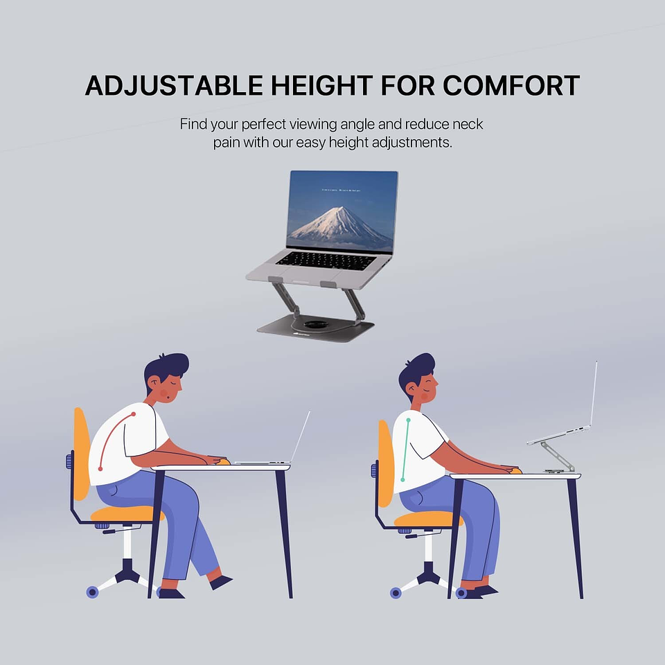 NC30 Grey Base de Notebook con Elevación y Ventilación RGB Notebook Stand 6