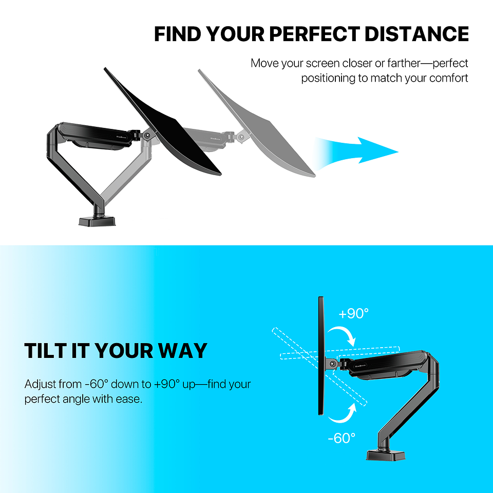 MBS1 PROMOUNT Black Soporte Monitor Single Arm WorkStation 12