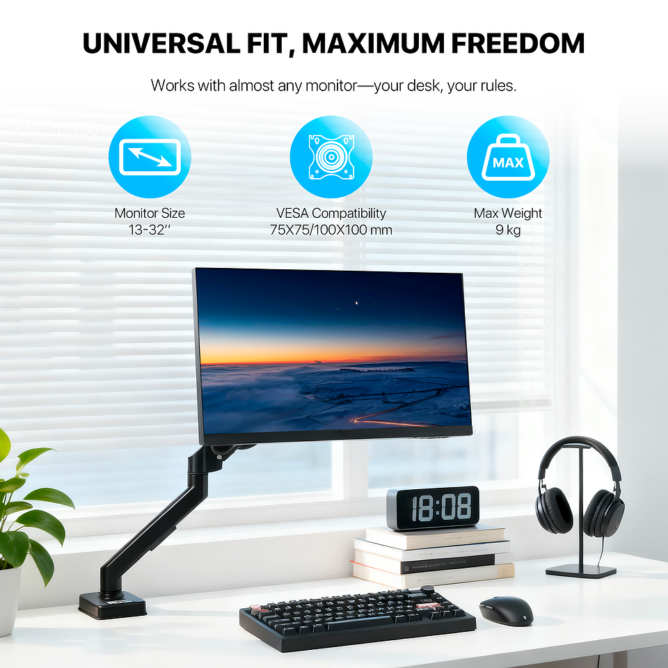 MBS1 PROMOUNT Black Soporte Monitor Single Arm WorkStation 7