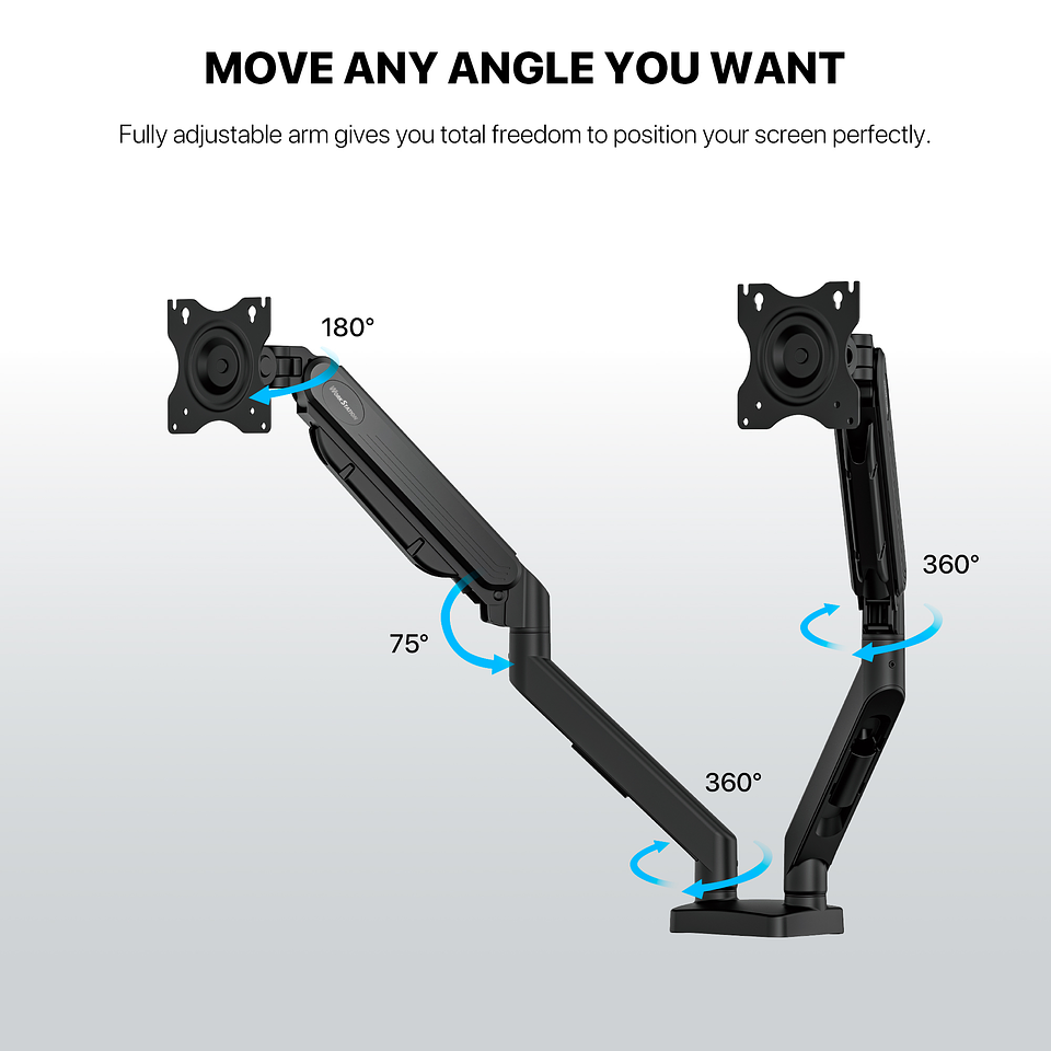 MBD1 PROMOUNT Black Soporte Monitor Double Arm WorkStation 9