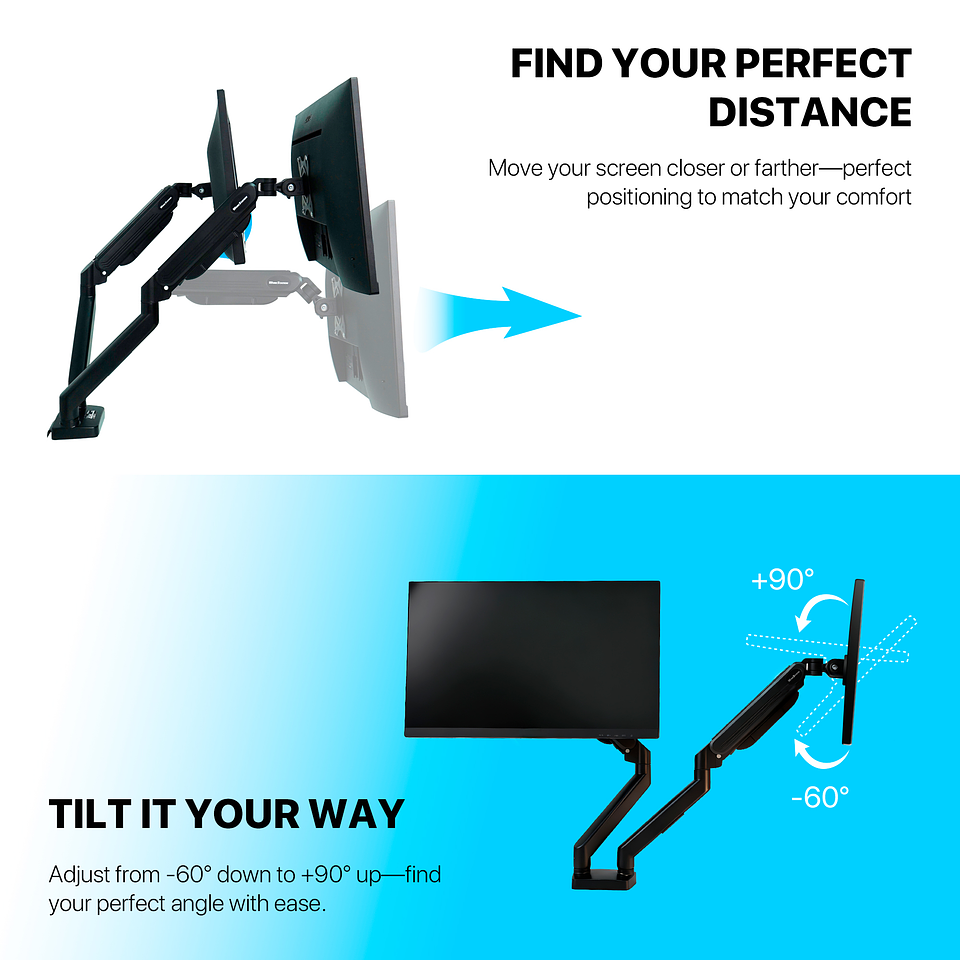 MBD1 PROMOUNT Black Soporte Monitor Double Arm WorkStation 7
