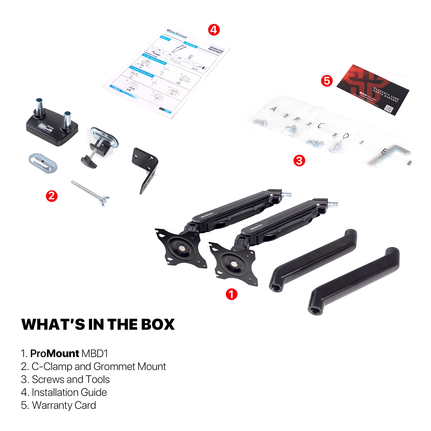 MBD1 PROMOUNT Black Soporte Monitor Double Arm WorkStation 18