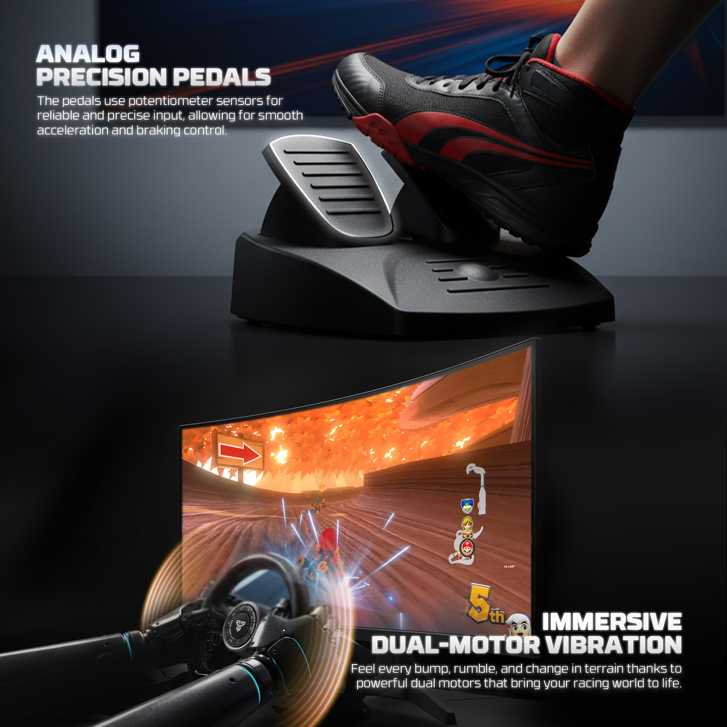 R2 Volante + Pedalera Multiplataforma Xbox Playstation Switch PC 16