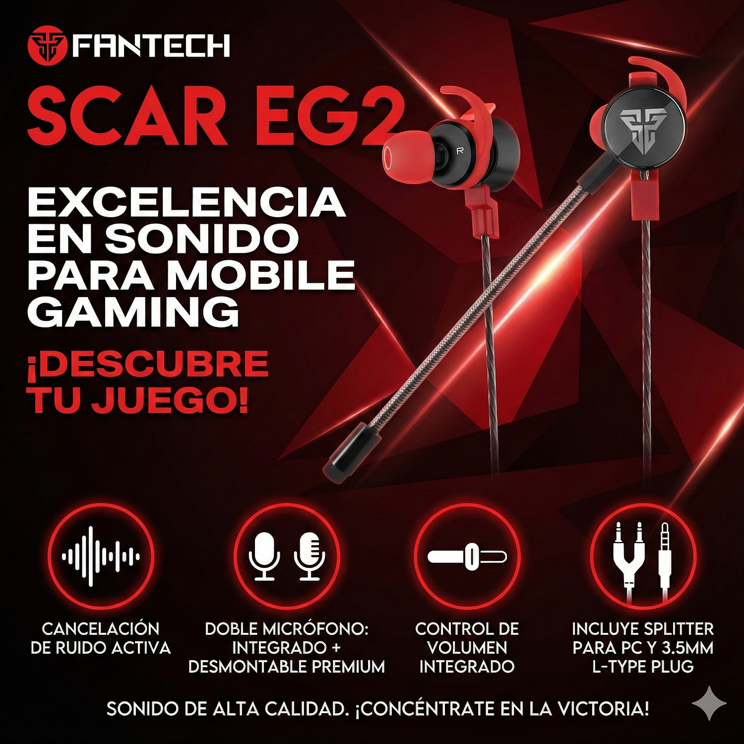 Audífonos PTT Scar EG2 in ear Black Edition 7