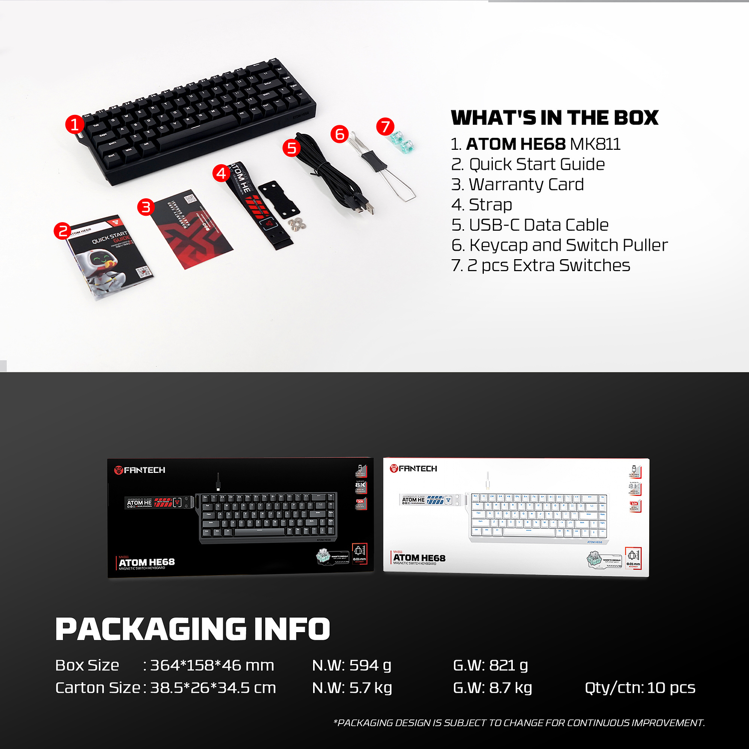 ATOM HE68 Teclado magnético MK811 White Edition 17