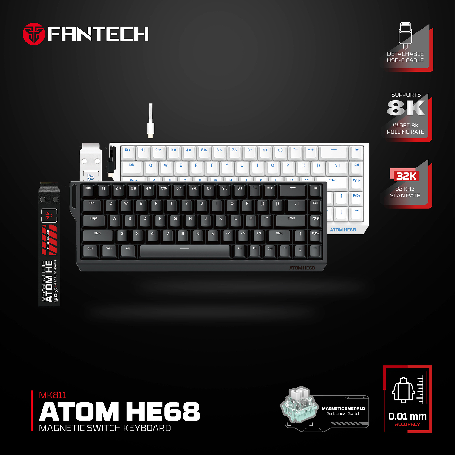 ATOM HE68 Teclado magnético MK811 White Edition 15