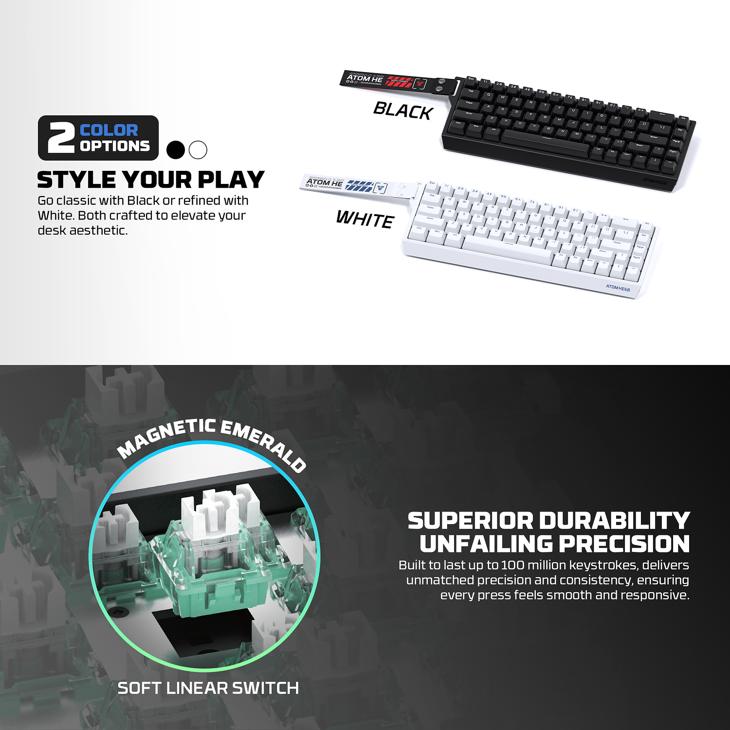 ATOM HE68 Teclado magnético MK811 White Edition 8