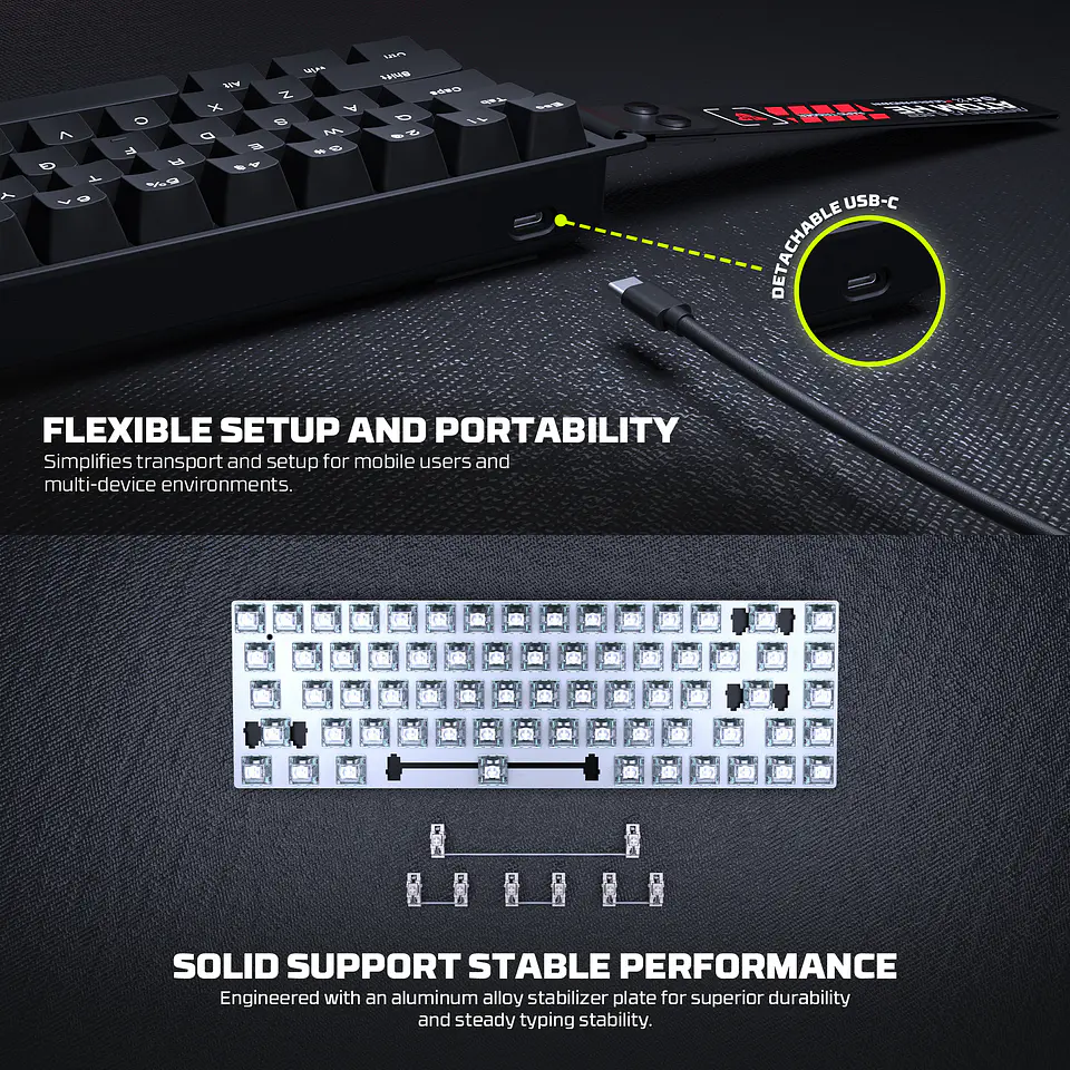 MK811 ATOM HE68 White Teclado Magnético 60% 8.000 Hz Layout USA 12