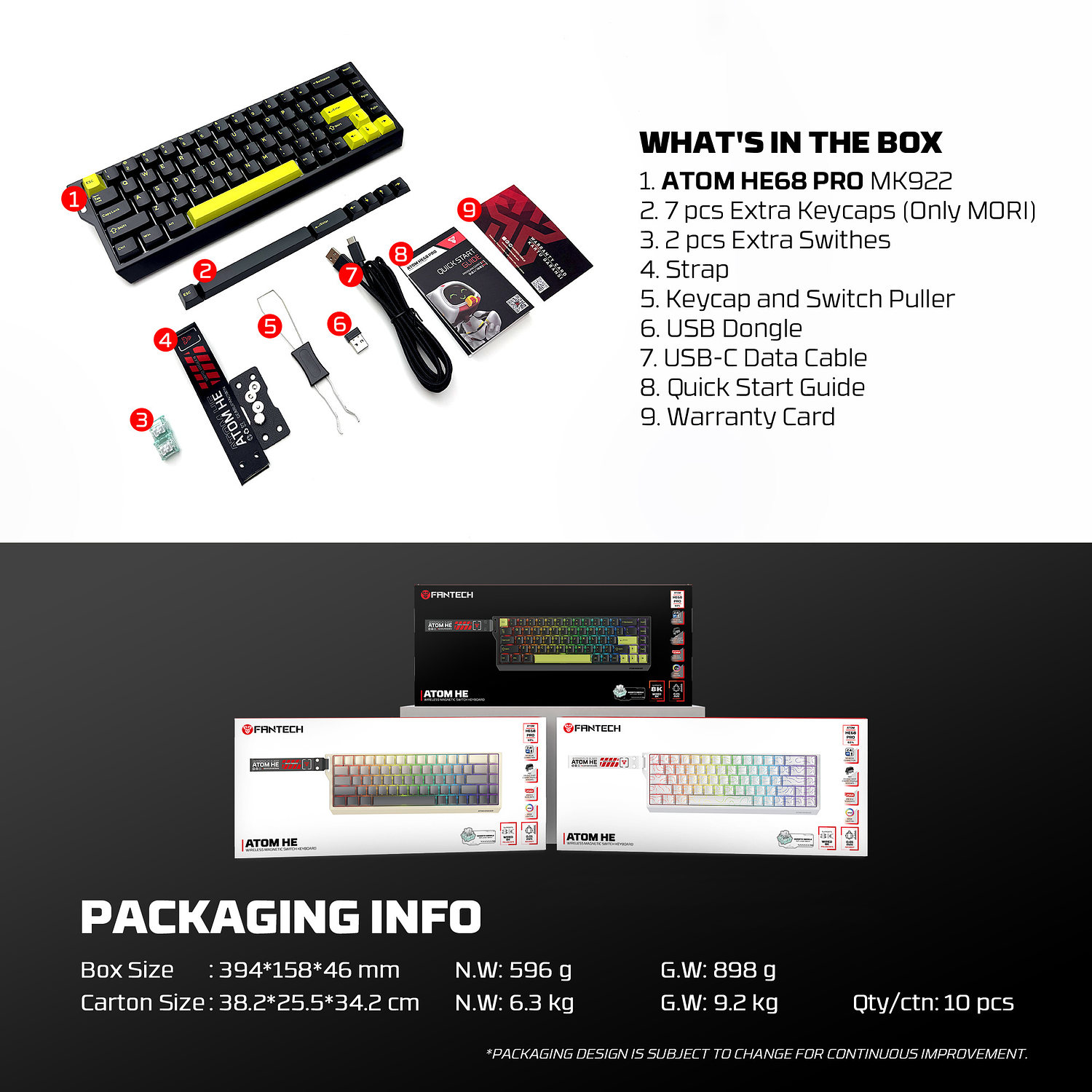 ATOM HE68 PRO Teclado inalámbrico magnético MK922 18