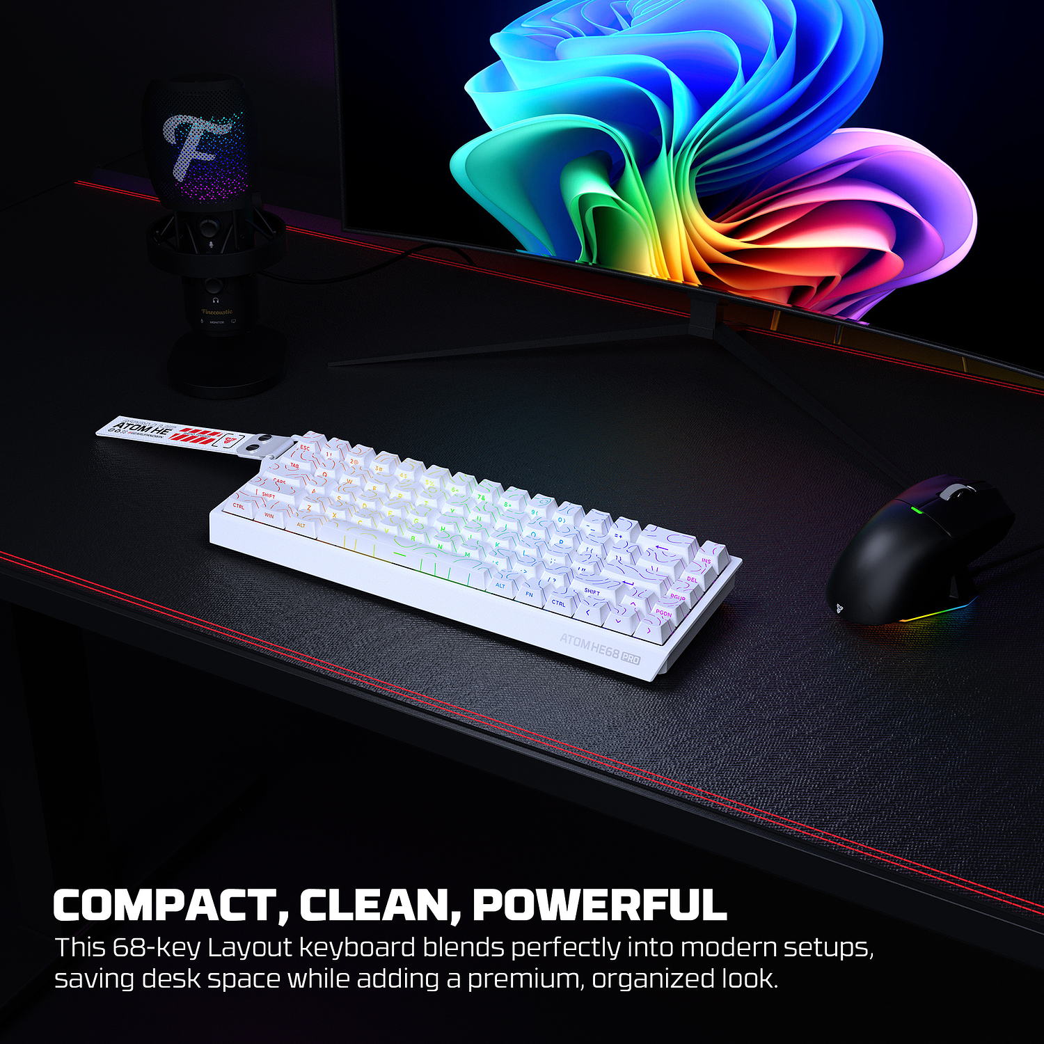 ATOM HE68 PRO Teclado inalámbrico magnético MK922 16