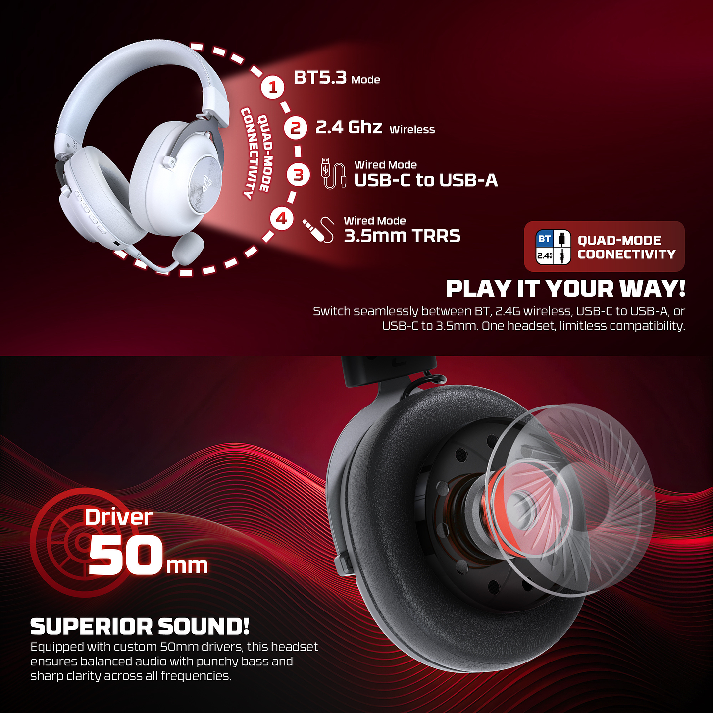 WHG05 STELLAR Black Audífonos Inalámbricos Multiplataforma 14