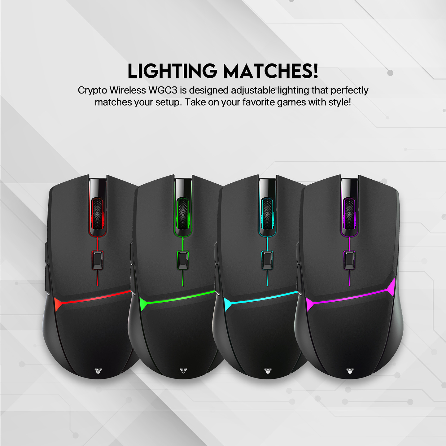 WGC3 CRYPTO Black Gaming Mouse Inalámbrico 10.000 DPI 8