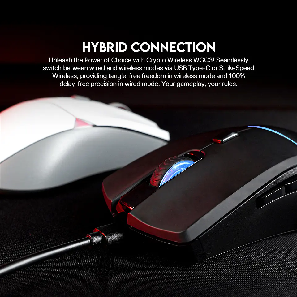 WGC3 CRYPTO White Gaming Mouse Inalámbrico 10.000 DPI 5