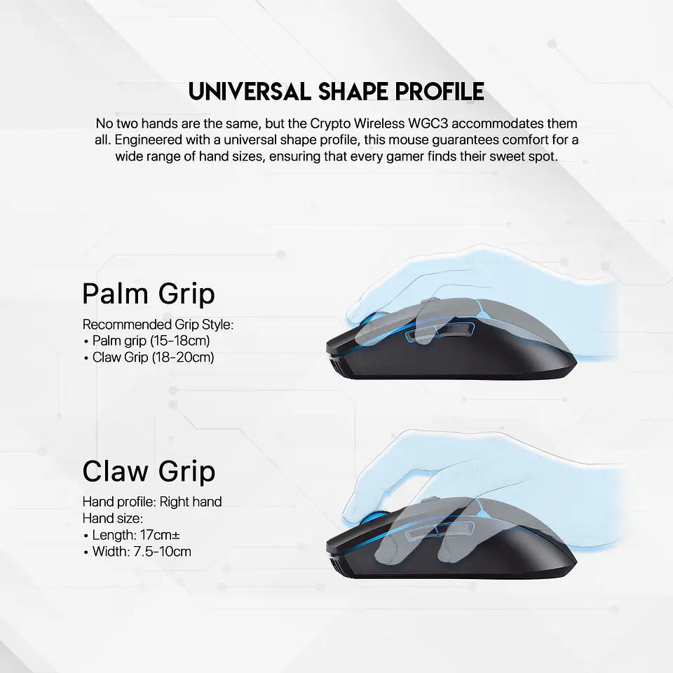 WGC3 CRYPTO White Gaming Mouse Inalámbrico 10.000 DPI 7