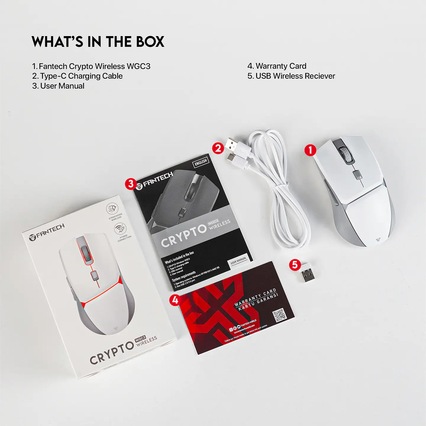WGC3 CRYPTO White Gaming Mouse Inalámbrico 10.000 DPI 11