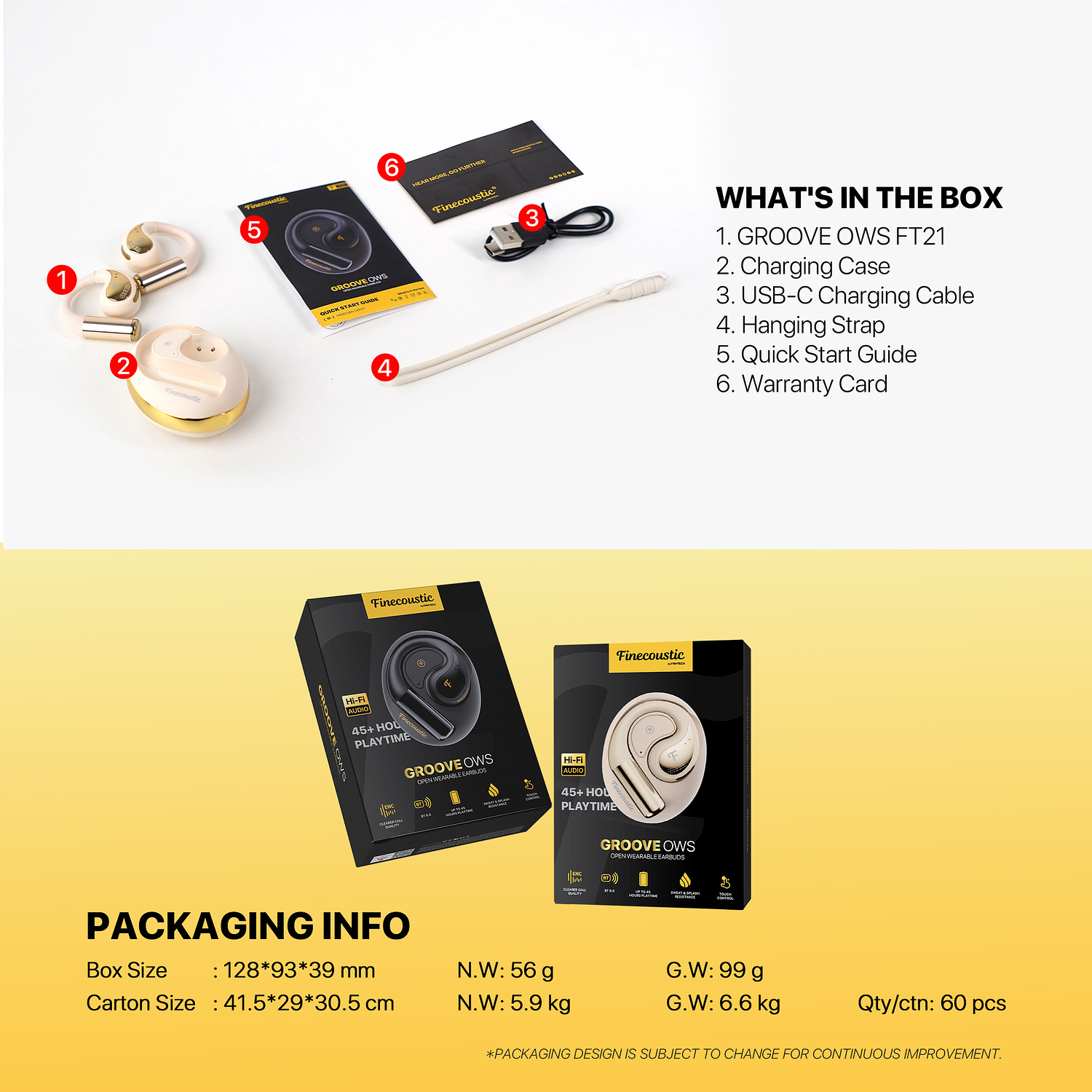 FT21 GROOVE OWS Black Audífonos Inalámbricos In Ear BT 6.0 Finecoustic 16