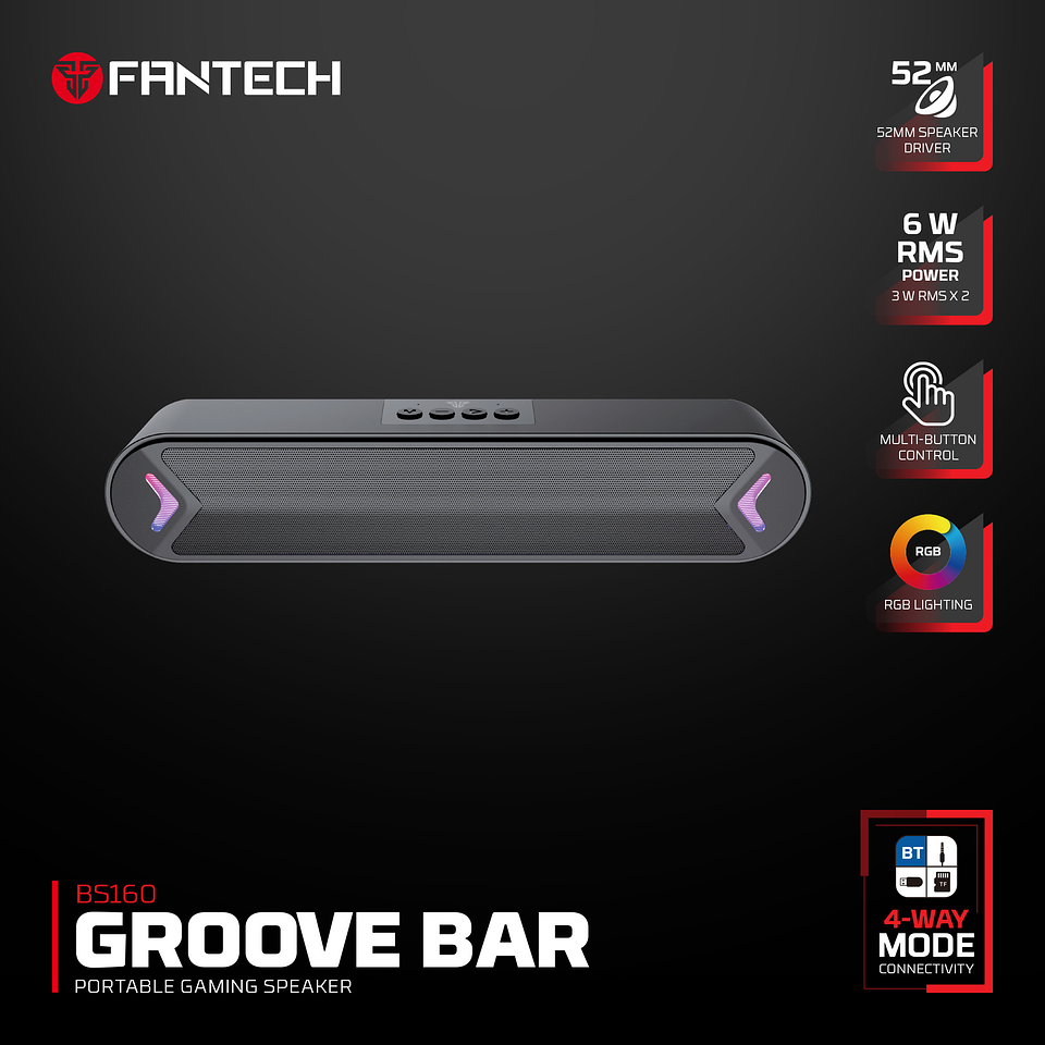 BS160 GROOVE BAR Black Gaming Soundbar RGB 1