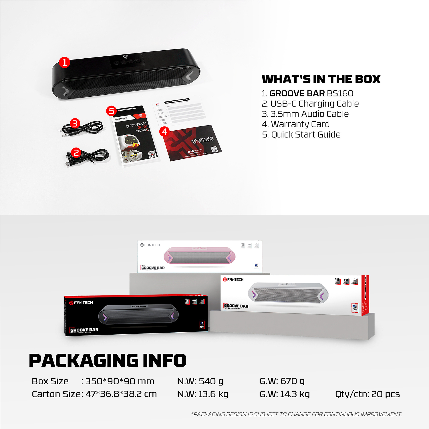 BS160 GROOVE BAR White Gaming Soundbar RGB 14