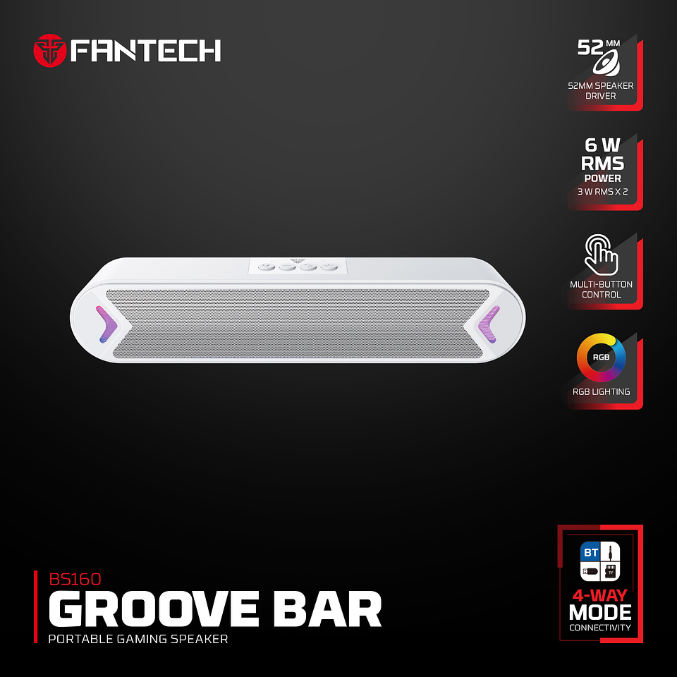 BS160 GROOVE BAR White Gaming Soundbar RGB 1