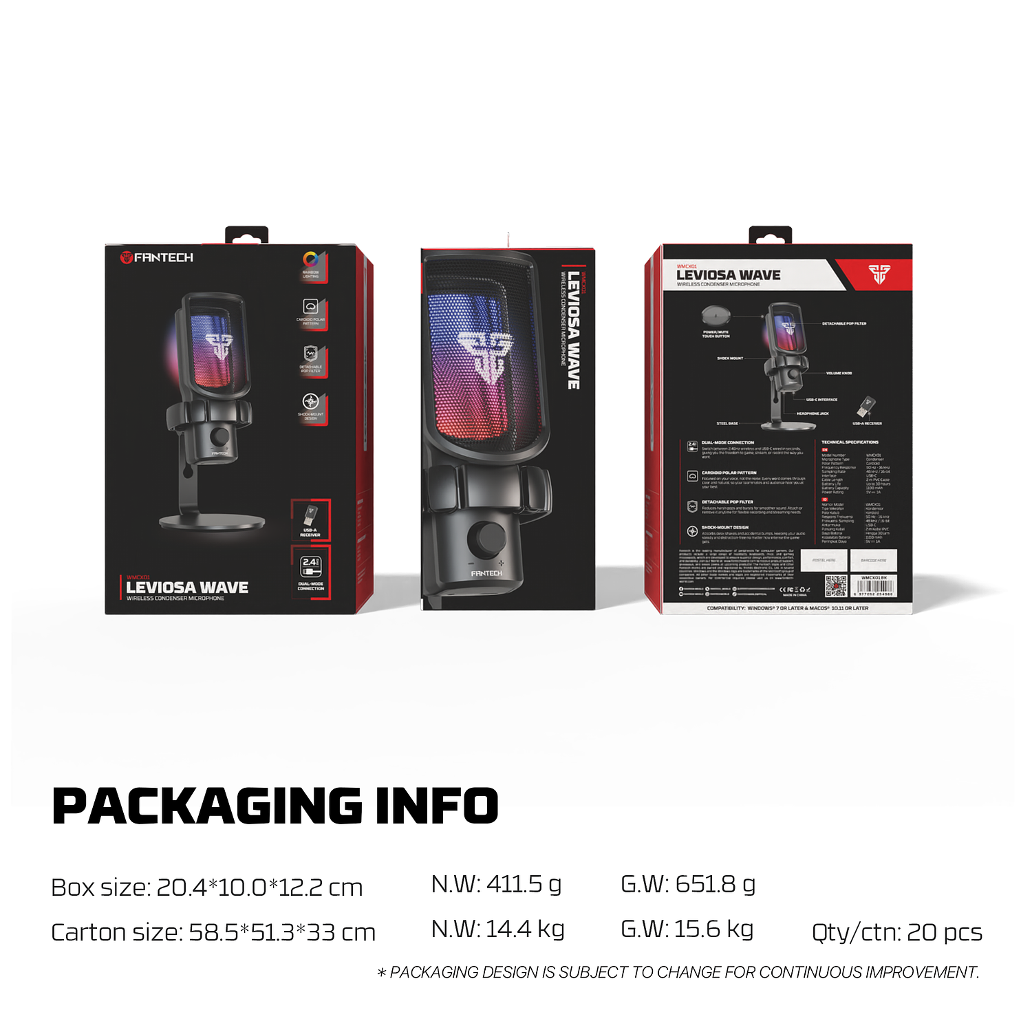 WMCX01 LEVIOSA WAVE Black Micrófono Inalámbrico Cardioide Streaming 13