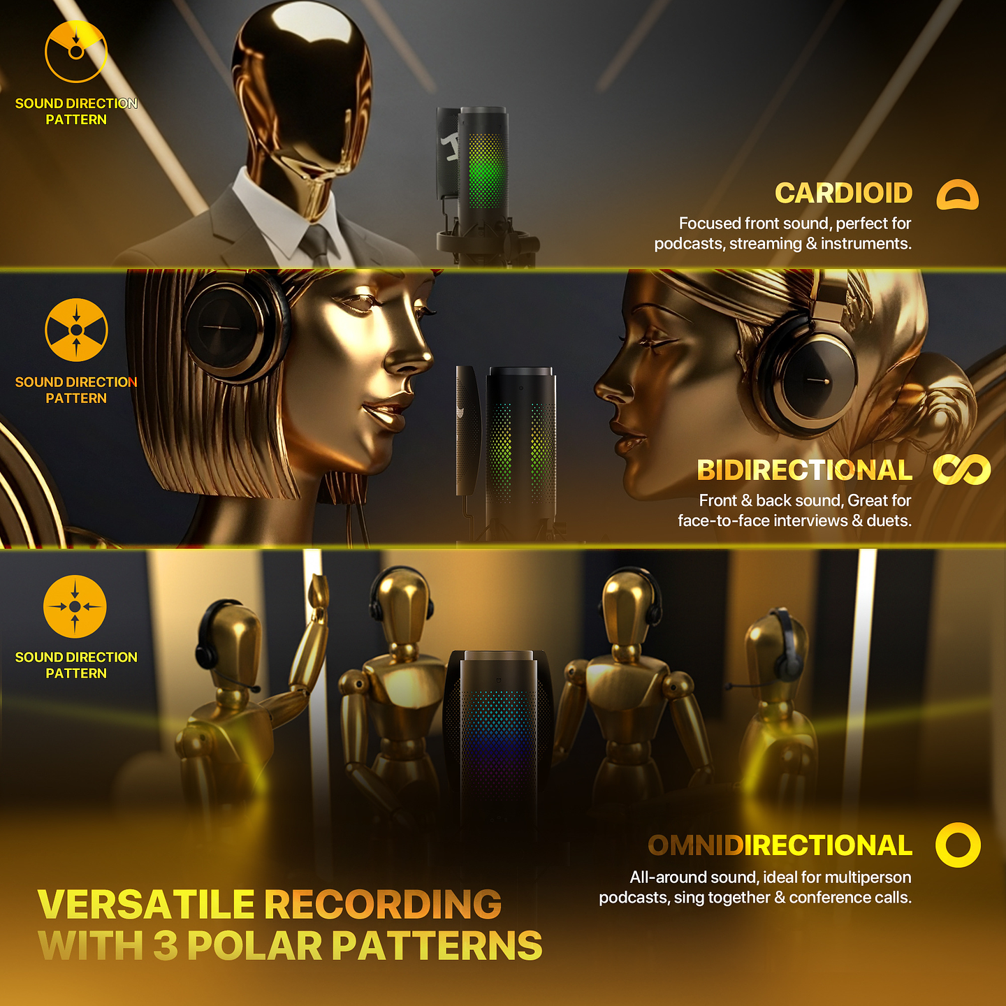 UFM1 SONARA Black Micrófono Tri-Polar Finecoustic 11