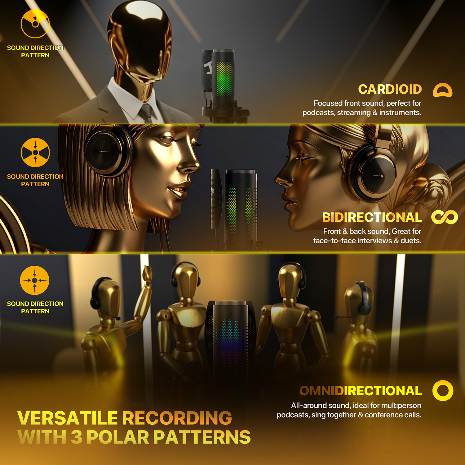 UFM1 SONARA Black Micrófono Tri-Polar Finecoustic 11